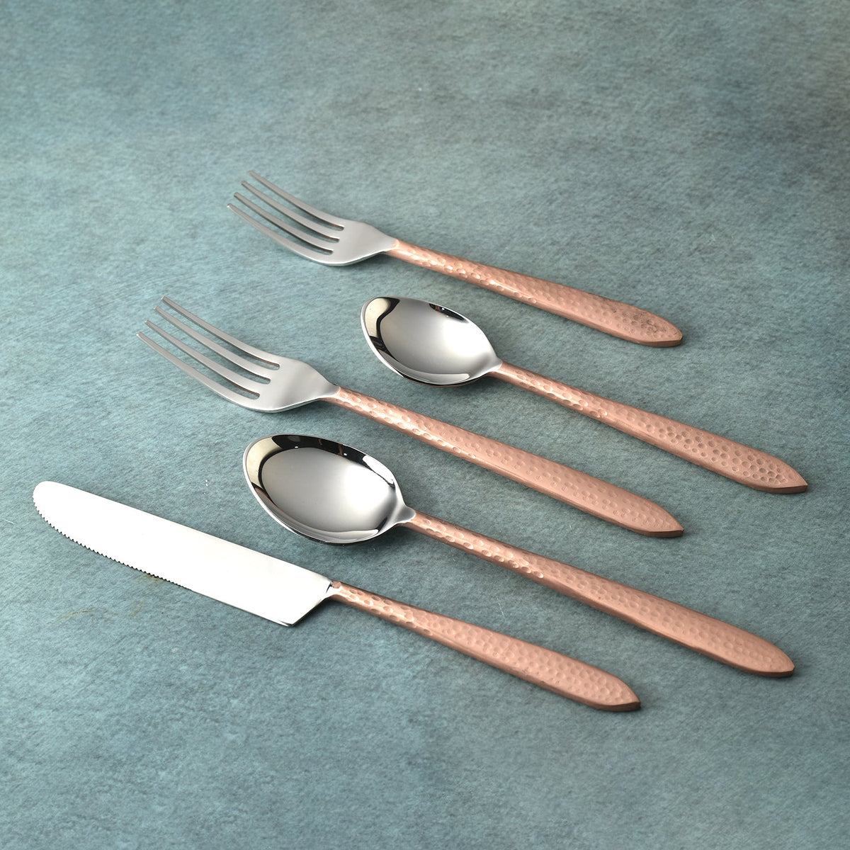Crimson Hammered Flatware, 5- Pc. Place Setting