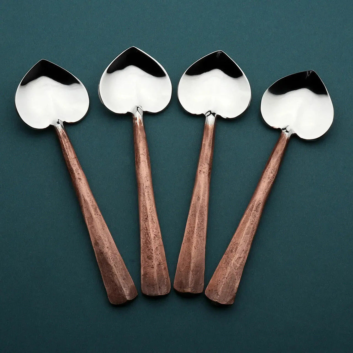 Copper Ridge Heart Coffee/Dessert Table Spoon 4 Pc. Set